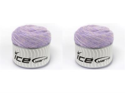 Lot of 2 x 150gr Skeins Ice Yarns CAKES TOMMY WOOL (10% Wool) Yarn Light Lilac Melange