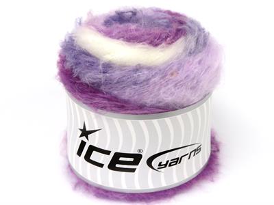 Lot of 2 x 150gr Skeins Ice Yarns CAKES FANCY MOHAIR (15% Mohair) Yarn Ecru Purple Shades