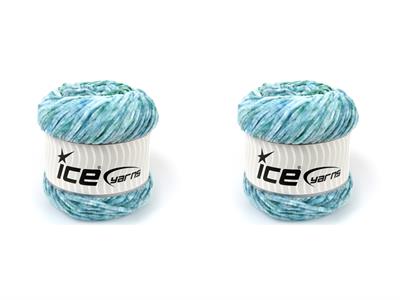 Lot of 2 x 150gr Skeins Ice Yarns CHENILLE SPLASH (100% MicroFiber) Yarn Green Shades Blue Shades