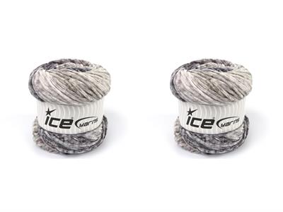 Lot of 2 x 150gr Skeins Ice Yarns CHENILLE SPLASH (100% MicroFiber) Yarn Grey Shades