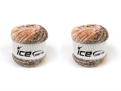 Lot of 2 x 150gr Skeins Ice Yarns CHENILLE SPLASH (100% MicroFiber) Yarn Salmon Shades Brown Shades Lilac Shades