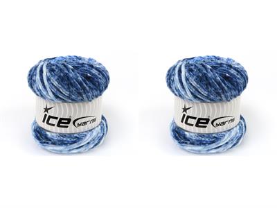 Lot of 2 x 150gr Skeins Ice Yarns CHENILLE SPLASH (100% MicroFiber) Yarn Blue Shades