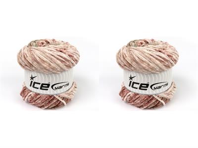 Lot of 2 x 150gr Skeins Ice Yarns CHENILLE SPLASH (100% MicroFiber) Yarn Burgundy Pink Shades Brown Shades