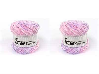 Lot of 2 x 150gr Skeins Ice Yarns CHENILLE SPLASH (100% MicroFiber) Yarn Pink Shades Lilac Shades