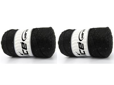 2x200gr. MACRAME GLITZ PAILLETTE Metalik Simli Siyah Metalik Simli, Yazlık İplikler, Makrame, Boncuklu Pullu, Tığ İşi, Worsted