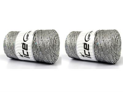 2x200gr. MACRAME GLITZ PAILLETTE Metalik Simli Gri, Gümüş Metalik Simli, Yazlık İplikler, Makrame, Boncuklu Pullu, Tığ İşi, Worsted