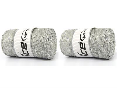 2x200gr. MACRAME GLITZ PAILLETTE Metalik Simli Gümüş Metalik Simli, Yazlık İplikler, Makrame, Boncuklu Pullu, Tığ İşi, Worsted