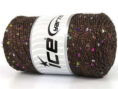 2x200gr. MACRAME GLITZ PAILLETTE Metalik Simli Kahverengi Metalik Simli, Yazlık İplikler, Makrame, Boncuklu Pullu, Tığ İşi, Worsted