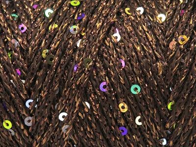 2x200gr. MACRAME GLITZ PAILLETTE Metalik Simli Kahverengi Metalik Simli, Yazlık İplikler, Makrame, Boncuklu Pullu, Tığ İşi, Worsted