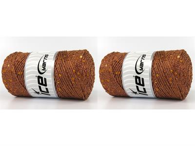 2x200gr. MACRAME GLITZ PAILLETTE Metalik Simli Bakır Metalik Simli, Yazlık İplikler, Makrame, Boncuklu Pullu, Tığ İşi, Worsted