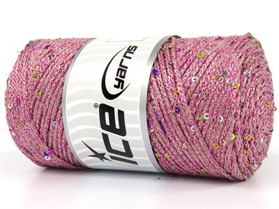 2x200gr. MACRAME GLITZ PAILLETTE Metalik Simli Pembe Metalik Simli, Yazlık İplikler, Makrame, Boncuklu Pullu, Tığ İşi, Worsted