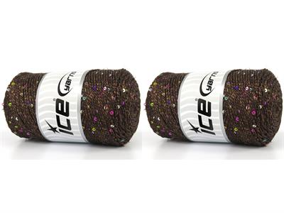 2x200gr. MACRAME GLITZ PAILLETTE Metalik Simli Kahverengi Metalik Simli, Yazlık İplikler, Makrame, Boncuklu Pullu, Tığ İşi, Worsted