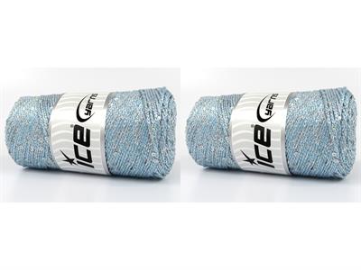 2x200gr. MACRAME GLITZ PAILLETTE Metalik Simli Açık Mavi Metalik Simli, Yazlık İplikler, Makrame, Boncuklu Pullu, Tığ İşi, Worsted