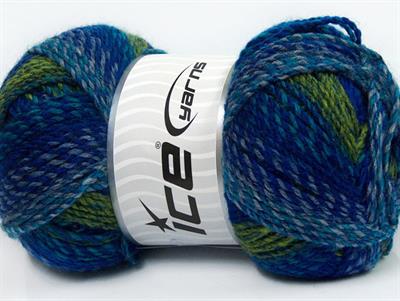 2x200gr. MOSAIC Akrilik Yeşil, Mavi, Turkuaz Kışlık, Düz iplikler, Batik Desenli, Worsted, 100% Akrilik