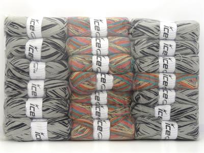 Lot of 20 x 100gr Skeins Ice Yarns Sock Yarns MIXED LOT (75% Superwash Wool) Yarn Multicolor