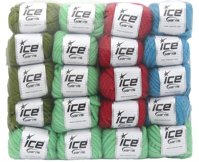 Lot of 20 x 100gr Skeins Ice Yarns Superbulky Merino Yarns MIXED LOT (100% Merino Wool) Yarn Multicolor
