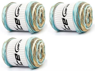 3x100gr. BABY DREAM BATIK  Beyaz, Turkuaz Tonları Bebe, Batik Desenli, Worsted, 100% Akrilik , Akrilik