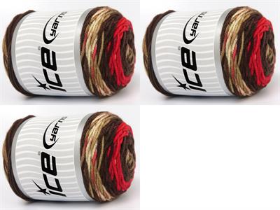 3x100gr. BABY DREAM BATIK  Kırmızı, Krem, Kahverengi Tonları Bebe, Batik Desenli, Worsted, 100% Akrilik , Akrilik