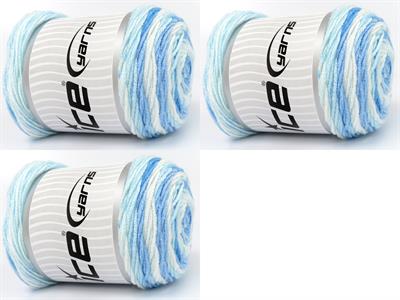 3x100gr. BABY DREAM BATIK  Beyaz, Mavi Tonları Bebe, Batik Desenli, Worsted, 100% Akrilik , Akrilik