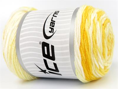 3x100gr. BABY DREAM BATIK  Beyaz, Sarı Tonları Bebe, Batik Desenli, Worsted, 100% Akrilik , Akrilik