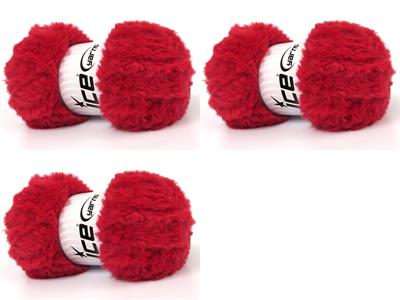 3x100gr. BUNNY FUR  Kırmızı Yumoş, Sakallı, Kışlık, Çok Kalın