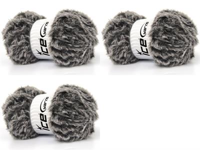 3x100gr. BUNNY FUR  Beyaz, Koyu Gri Yumoş, Sakallı, Kışlık, Çok Kalın