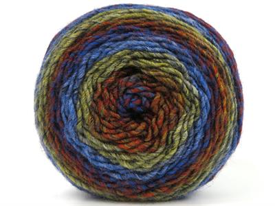 Lot of 3 x 100gr Skeins Ice Yarns CAKES MELANGE (15% Wool) Yarn Gold Blue Shades Green Red Grey
