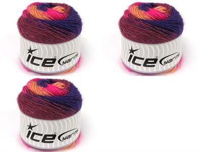 Lot of 3 x 100gr Skeins Ice Yarns CAKES NAPOLITANO Yarn Purple Burgundy Pink Light Salmon