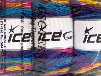 Lot of 3 x 100gr Skeins Ice Yarns CAKES BLUES Hand Knitting Yarn Rainbow