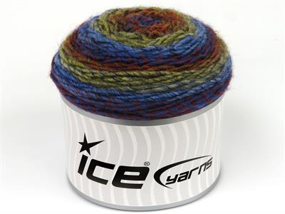 Lot of 3 x 100gr Skeins Ice Yarns CAKES MELANGE (15% Wool) Yarn Gold Blue Shades Green Red Grey