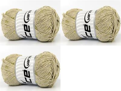 3x100gr. NATURAL COTTON PAILLETTE Metalik Simli, Pamuk Koyu Krem Metalik Simli, Yazlık İplikler, Pamuk, Boncuklu Pullu