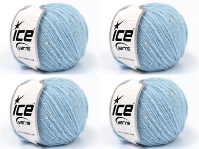 4x50gr. ALPACA PAILLETTE Alpaka, Akrilik Bebe Mavisi Metalik Simli, Lüks, Alpaka, Kışlık, Yün, Boncuklu Pullu, Akrilik