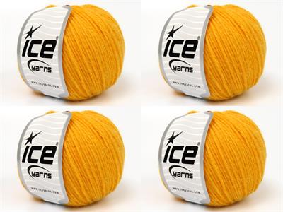 Lot of 4 Skeins Ice Yarns BABY ALPACA (45% Superwash Extrafine Merino Wool) Yarn Dark Yellow