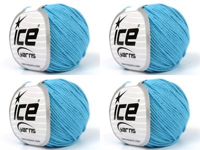 Lot of 4 Skeins Ice Yarns ORGANIC BABY COTTON (100% Organic Cotton) Yarn Turquoise