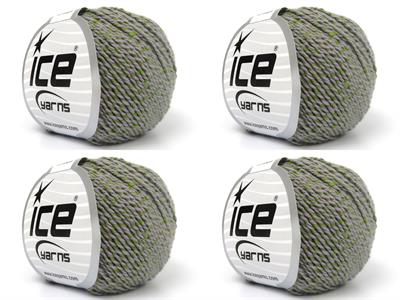 4x50gr. SILK COTTON Ipek, Pamuk Gri, Açık Yeşil Lüks, İpek, Yazlık İplikler, Pamuk