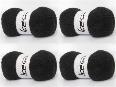 Lot of 4 x 100gr Skeins Ice Yarns ANGORA GLITZ (10% Mohair 15% Wool) Yarn Black