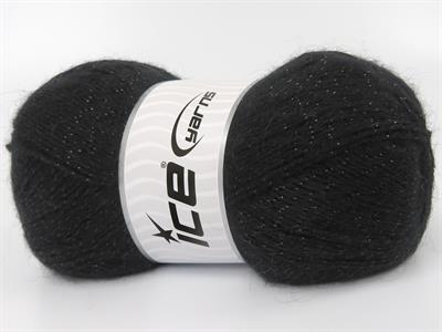 Lot of 4 x 100gr Skeins Ice Yarns ANGORA GLITZ (10% Mohair 15% Wool) Yarn Black