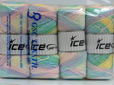 Lot of 4 x 100gr Skeins Ice Yarns BABY BATIK Hand Knitting Yarn Pastel Colors