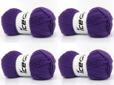4x100gr. BABY DREAM  Mor Kışlık, Düz iplikler, Worsted, 100% Akrilik , Anti-Pilling