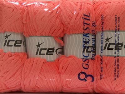 Lot of 4 x 100gr Skeins Ice Yarns CHENILLE BABY (100% MicroFiber) Yarn Light Salmon