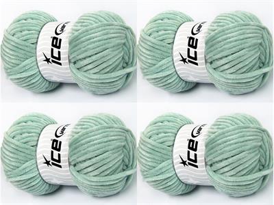 Lot of 4 x 100gr Skeins Ice Yarns CHENILLE BABY (100% MicroFiber) Yarn Light MintGreen