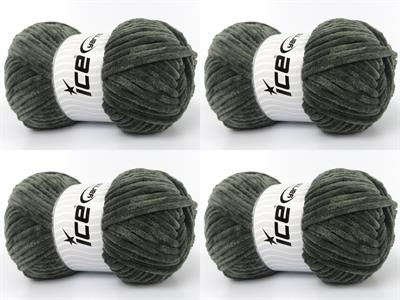 Lot of 4 x 100gr Skeins Ice Yarns CHENILLE BABY (100% MicroFiber) Yarn Greenish Grey
