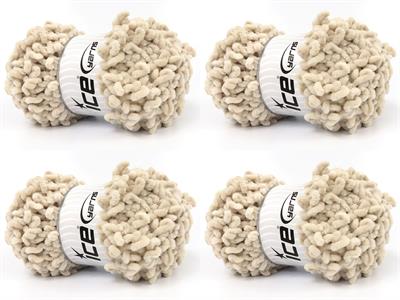 Lot of 4 x 100gr Skeins Ice Yarns CHENILLE BOUCLERON (100% MicroFiber) Yarn Beige