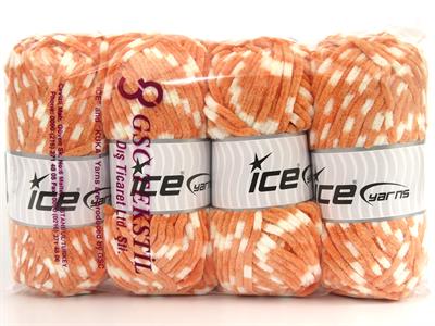 Lot of 4 x 100gr Skeins Ice Yarns CHENILLE BABY COLORS (100% MicroFiber) Yarn Salmon White