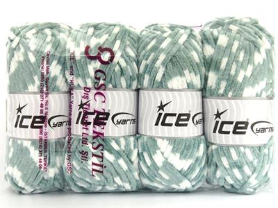 Lot of 4 x 100gr Skeins Ice Yarns CHENILLE BABY COLORS (100% MicroFiber) Yarn Green White