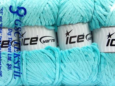 Lot of 4 x 100gr Skeins Ice Yarns CHENILLE BABY (100% MicroFiber) Yarn Turquoise