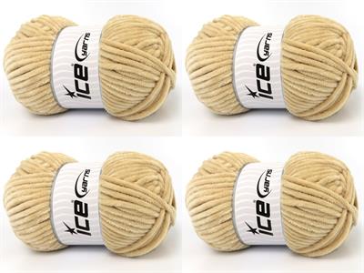 Lot of 4 x 100gr Skeins Ice Yarns CHENILLE BABY (100% MicroFiber) Yarn Dark Cream