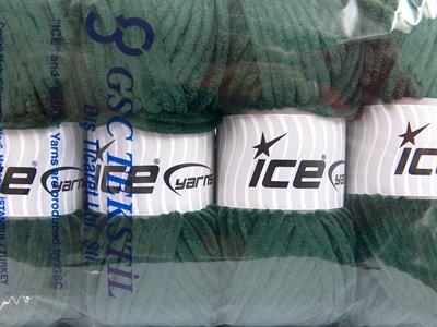 Lot of 4 x 100gr Skeins Ice Yarns CHENILLE BABY (100% MicroFiber) Yarn Dark Green