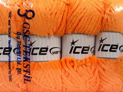 Lot of 4 x 100gr Skeins Ice Yarns CHENILLE BABY (100% MicroFiber) Yarn Orange