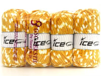 Lot of 4 x 100gr Skeins Ice Yarns CHENILLE BABY COLORS (100% MicroFiber) Yarn Gold White